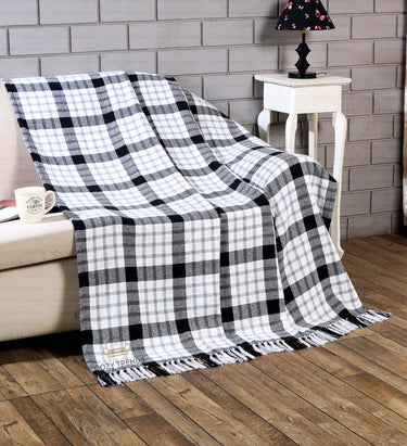 100% Cotton Woven Plaid Throw Blanket